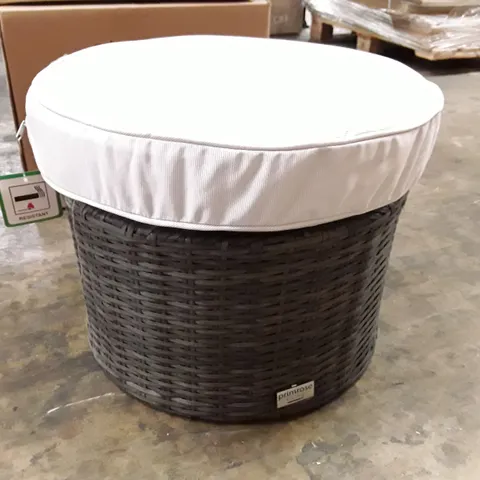 BOXED CIRCULAR FOOTSTOOL/TABLE - GREY