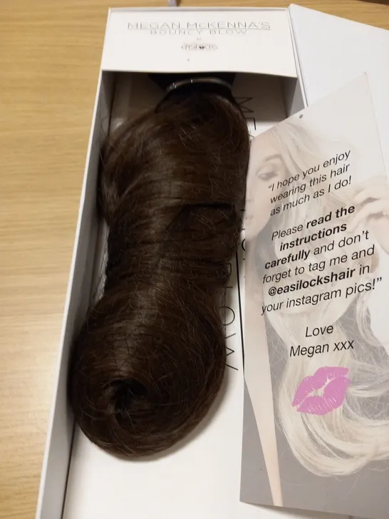 BOXED MEGAN MCKENNA'S BOUNCY BLOW 2 IN 1 REVOLUTIONARY HAIR EXTENSIONS BROWN COCOA MM HAIR PIECE 21157