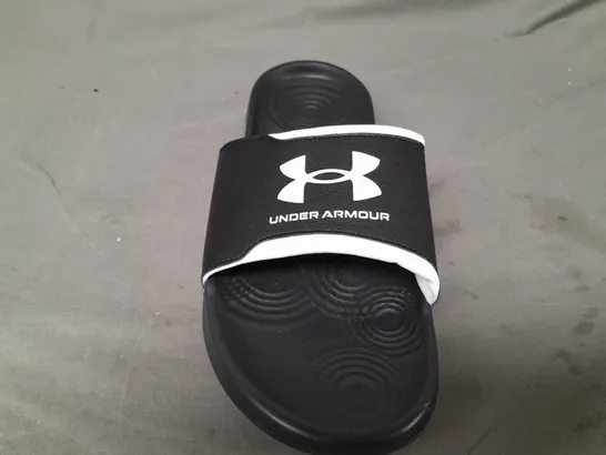 PAIR OF UNDER ARMOUR SLIDERS IN BLACK/WHITE UK SIZE 10