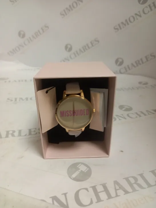 MISSGUIDED PINK STRAP WATCH WITH BOX