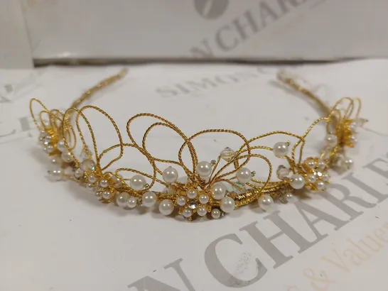 BERKETEX GOLD PEARL TIARA HAIR ACCESSORY	