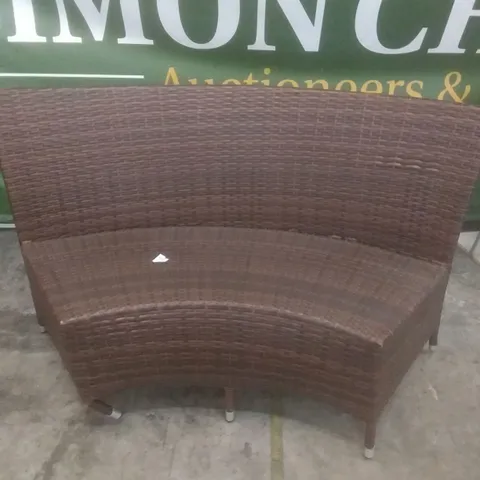 RATTAN EFFECT 2 SEATER CURVED SOFA SECTION BROWN