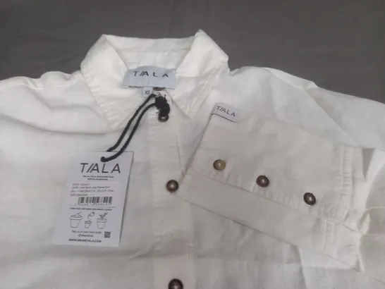 T/ALA LINEN BLEND LONG SLEEVE SHIRT - WHITE - XS