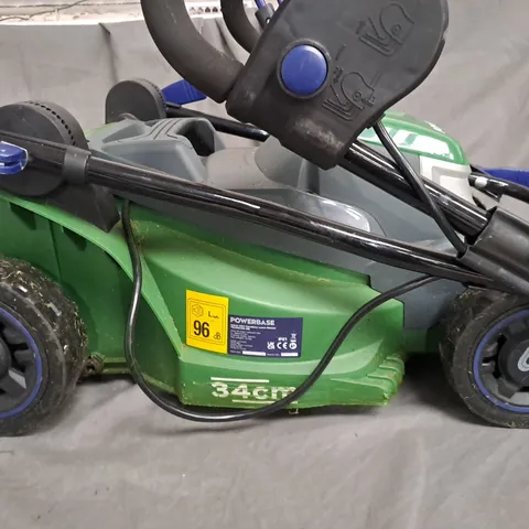 POWERBASE LAWN MOWER 34CM IN GREEN - COLLECTION ONLY