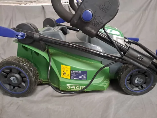 POWERBASE LAWN MOWER 34CM IN GREEN - COLLECTION ONLY