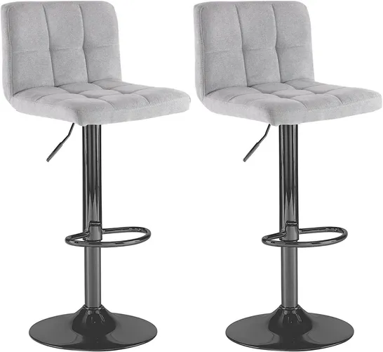 BOXED NEO 2X FAUX LEATHER CUBAN SWIVEL BAR STOOLS WITH A MATT BLACK LEGS - GREY (1 BOX)