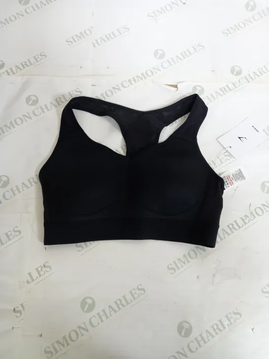 GYMSHARK LIGHT WEIGHT HIGH SUPPORT SPORTS BRA IN BLACK - SMALL