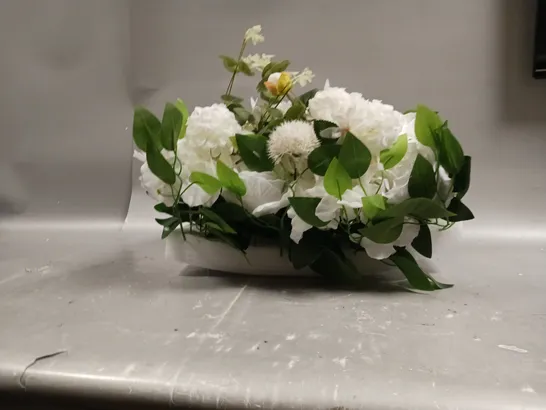 BUNCH OF WHITE AND GREEN FAKE FLOWERS