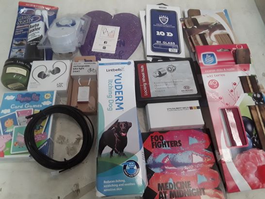 4  CRATES OF ASSORTED HOMEWARE ITEMS TO INCLUDE KZ-EDC EARPHONES, LOCKING WHEEL NUTS AND AUTO SEALER