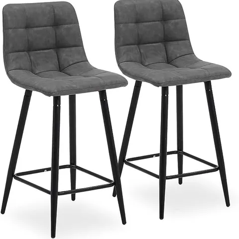 PAIR OF CHRISTIE GREY FAUX LEATHER BARSTOOLS