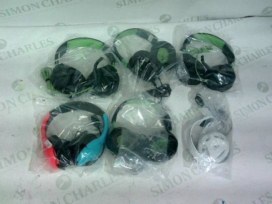 6 ASSORTED PAIRS OF GAMING HEADSETS TO INCLUDE TURTLE BEACH/ NINTENDO 