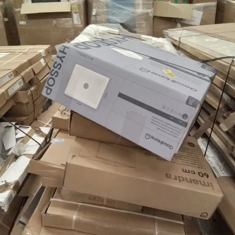 PALLET OF ASSORTED BATHROOM ITEMS INCLUDING GOODHOME BASINS, SHOWER TRAYS, BATHROOM FURNITURE AND SHOWER TRAYS 