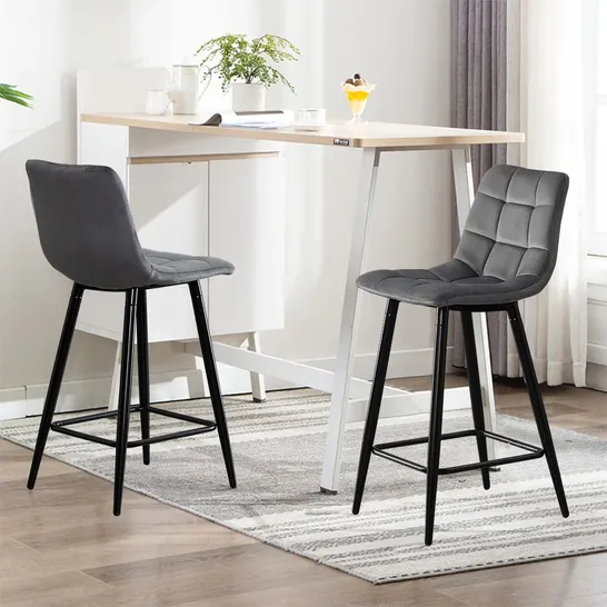 BOXED CHRISTIE SET OF TWO GREY BARSTOOLS