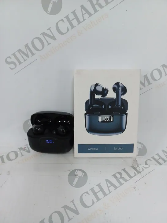 BOXED UNBRANDED WIRELESS EARBUDS IN BLACK