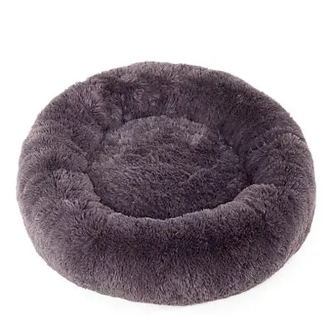 COZEE PAWS FLUFFY ROUND PET BED WITH ODOUROLOGY- CHARCOAL XL