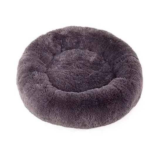 COZEE PAWS FLUFFY ROUND PET BED WITH ODOUROLOGY- CHARCOAL XL