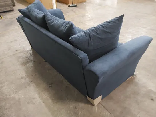 DESIGNER FABRIC UPHOLSTERED 3 SEATER SOFA - BLUE