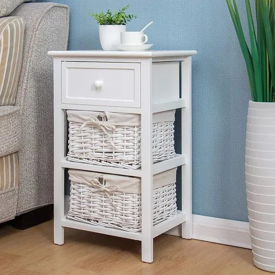 BOXED LORIMIER 1 DRAWER BEDSIDE TABLE COLOUR: WHITE