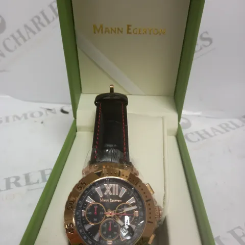 BOXED MANN EGERTON DIMENSIONS ROSE WATCH - BLACK/ROSE DIAL WITH BLACK STRAP