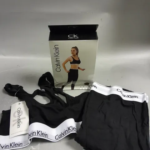 BOXED CALVIN KLEIN WOMEN'S BRALETTE & LEGGING SET IN BLACK - M