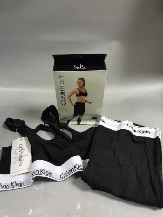 BOXED CALVIN KLEIN WOMEN'S BRALETTE & LEGGING SET IN BLACK - M