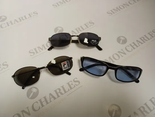 APPROXIMATLEY 9 FILA SUNGLASSES TO INCLUDE MODELS 8180M / 0568, 8081M / 0568, 8604 / 700 ETC  