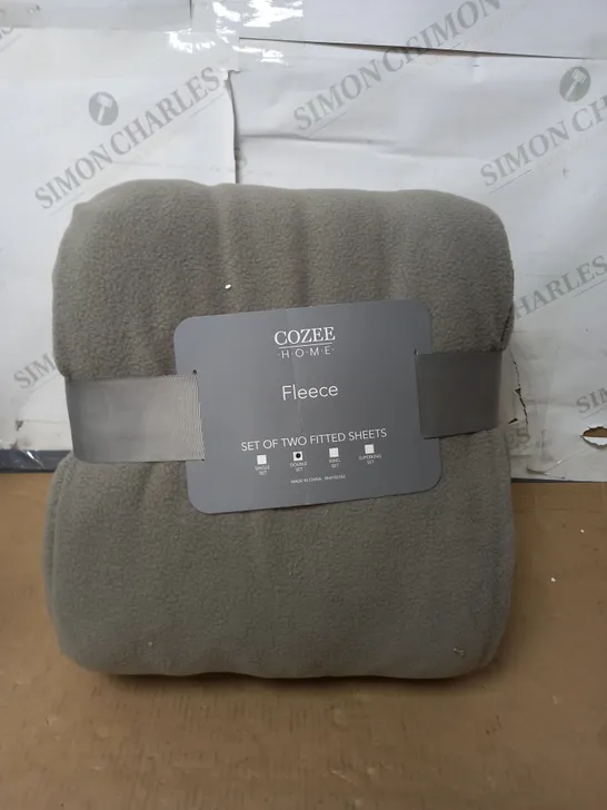 COZEE HOME SET OF 2 FLEECE DEEP FITTED SHEETS SAGE