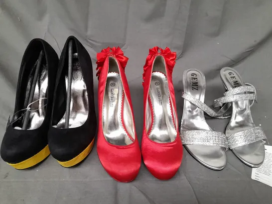 BOX OF APPROXIMATELY 10 BOXED PAIRS OF SHOES IN VARIOUS STYLES AND SIZES TO INCLUDE CASANDRA, GLAMOUR & GLITZ, GEMZ, ETC