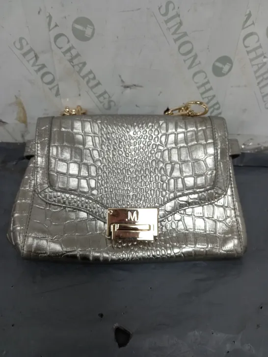 JULIAN MACDONALD SILVER FAUX LEATHER HANDBAG 