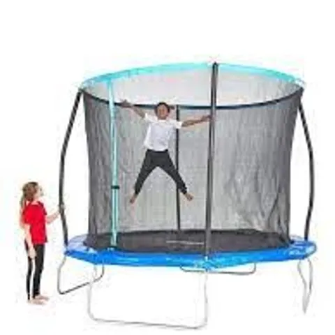 BOXED SPORTSPOWER 14FT TRAMPOLINE WITH EASI-STORE FOLDING ENCLOSURE FLIP PAD AND LADDER (1 BOX)