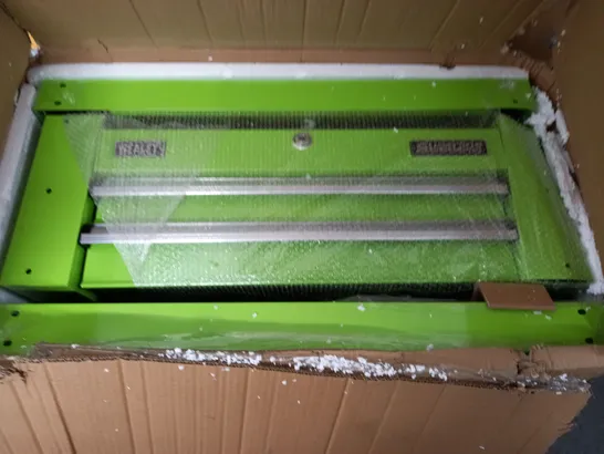 BOXED SEALEY 2-DRAWER HEAVY DUTY MOBILE TOOL AND PARTS TROLLEY - GREEN  / COLLECTION ONLY