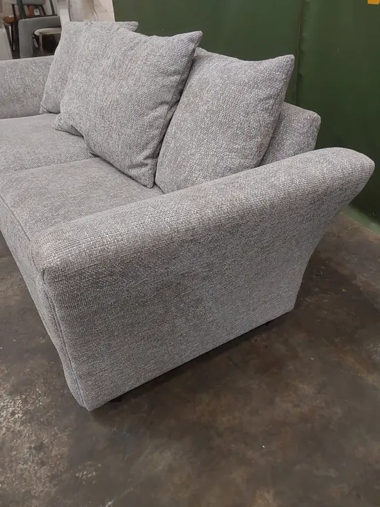 DESIGNER 3 SEATER GREY FABRIC UPHOLSTERED SOFA