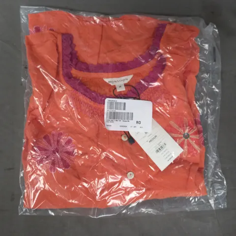 MONSOON EMILY EMBROIDERED TOP IN ORANGE SIZE MEDIUM