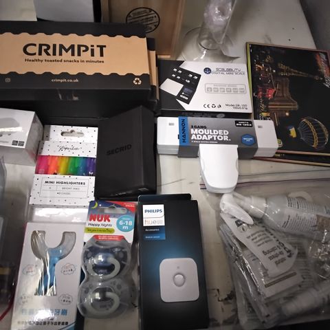 4 CRATES OF ASSORTED HOUSEHOLD ITEMS TO INCLUDE VITAL AMMONIA, PHILIPS HUE MOTION SENSOR AND NOVELTY CUPS