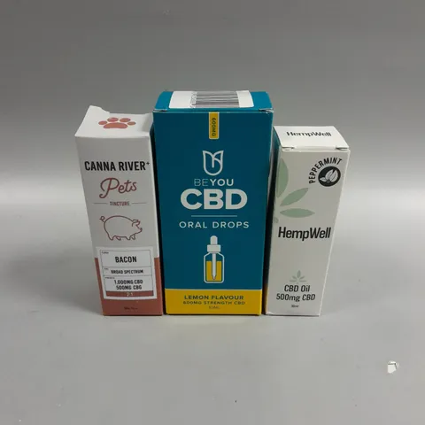 3 X BOXED CBD PRODUCTS TO INCLUDE HEMPWELL, BEYOU & CANNA RIVER PETS 