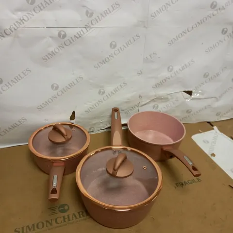 TOWER FORGED SAUCEPAN SET OF 3, CERASTONE COATING, ALUMINIUM, ROSE PINK