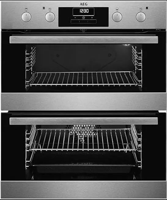 AEG 6000 BUILT UNDER ELECTRIC DOUBLE OVEN DUB331110M, 45L CAPACITY, 720X600X550 MM, MULTILEVEL COOKING, ANTI-FINGERPRINT, LED DISPLAY, CATALYTIC CLEANING, STAINLESS STEEL