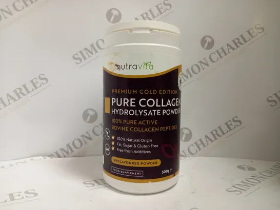 NUTRAVITA PREMIUM GOLD EDITION PURE COLLAGEN HYDROLYSATE POWDER UNFLAVOURED POWDER 500G