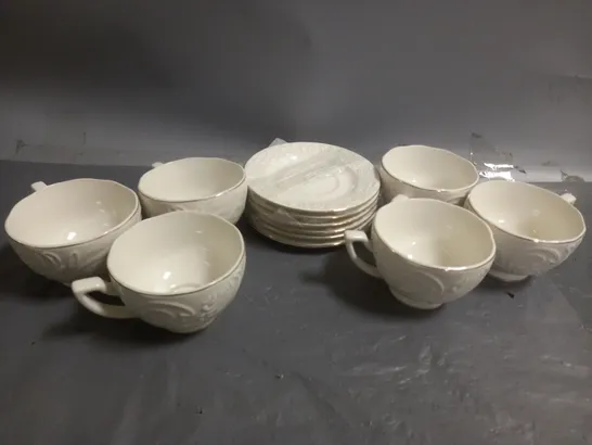 CERAMIC FLORAL TEA SET (6 CUPS, 6 SAUCERS) - COLLECTION ONLY