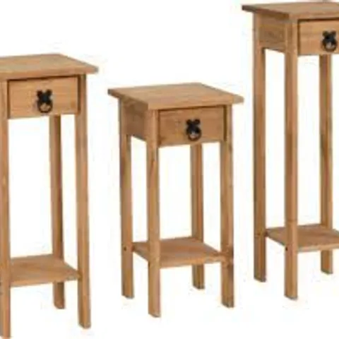 BOXED CORONA 3X PLANT STANDS DISTRESSED WAX PINE 