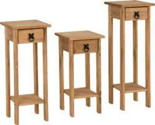 BOXED CORONA 3X PLANT STANDS DISTRESSED WAX PINE 