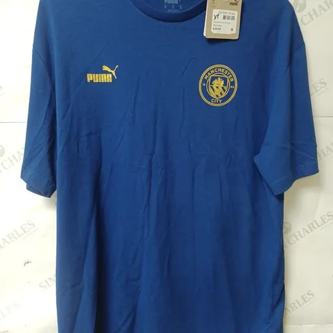 MANCHESTER CITY FC T-SHIRT BLAZING BLUE SIZE MEDIUM