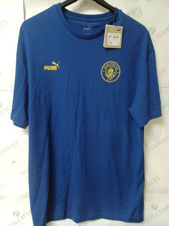 MANCHESTER CITY FC T-SHIRT BLAZING BLUE SIZE MEDIUM