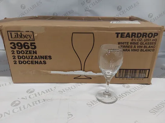 BOX OF 24x 251ML TEARDROP WINE GLASSES