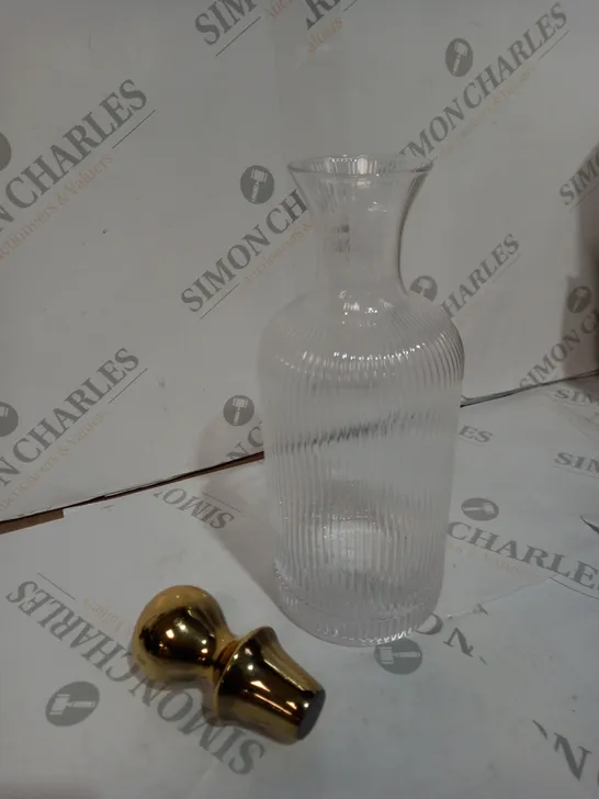 AMANDA HOLDEN FLUTED GLASS DECANTER GOLD TOP