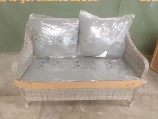 RATTAN 2 SEATER GARDEN CHAIR GREY WITH CUSHIONS