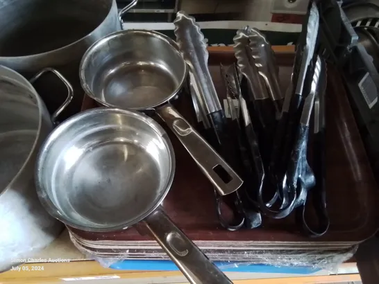 SELECTION OF COMMERCIAL BAKING EQUIPMENT AND UTENSILS, CAKE TINS, POTS AND PANS ETC.