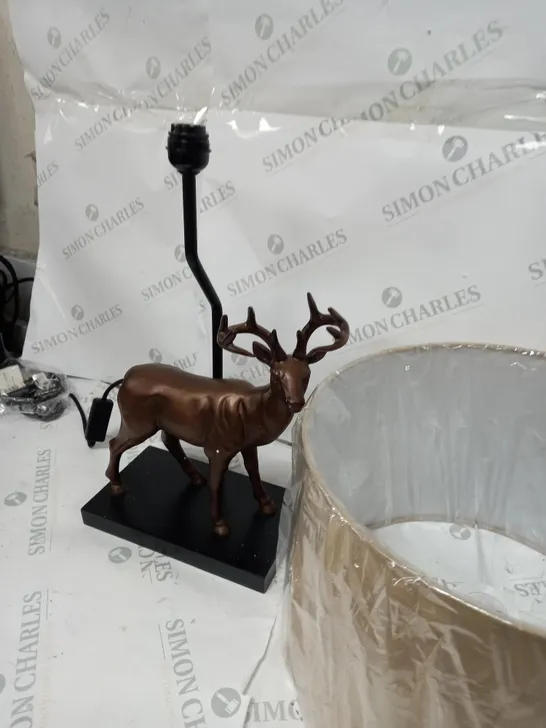 BOXED ALISON CORK ANIMAL TABLE LAMP - BRASS STAG