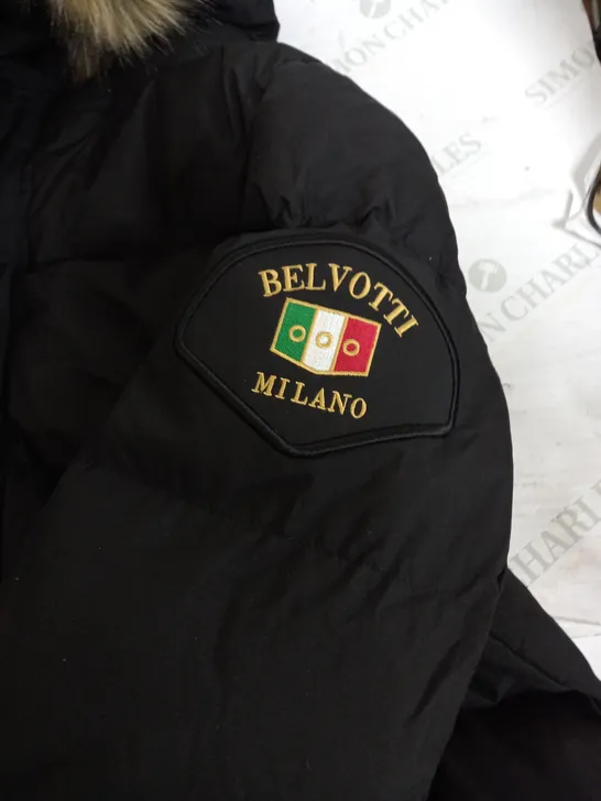 BELVOTTI MILANO PADDED BLACK PUFFER COAT - LARGE