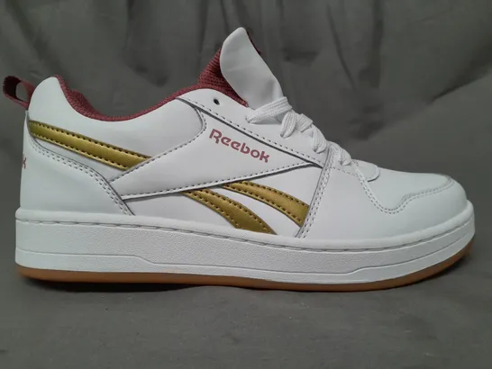 PAIR OF REEBOK TRAINERS IN WHITE/BERRY/GOLD UK SIZE 4